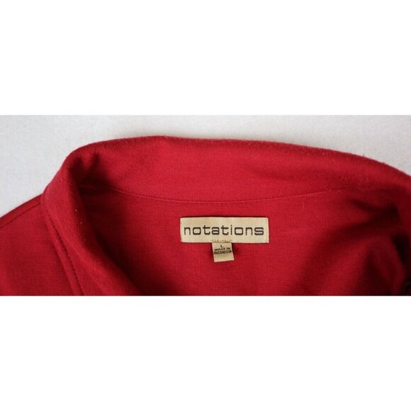 NOTATIONS - WOMEN'S RED STRETCH KNIT DOUBLE-BREASTED 3/4 SLEEVE JACKET - SIZE L - Picture 6 of 9